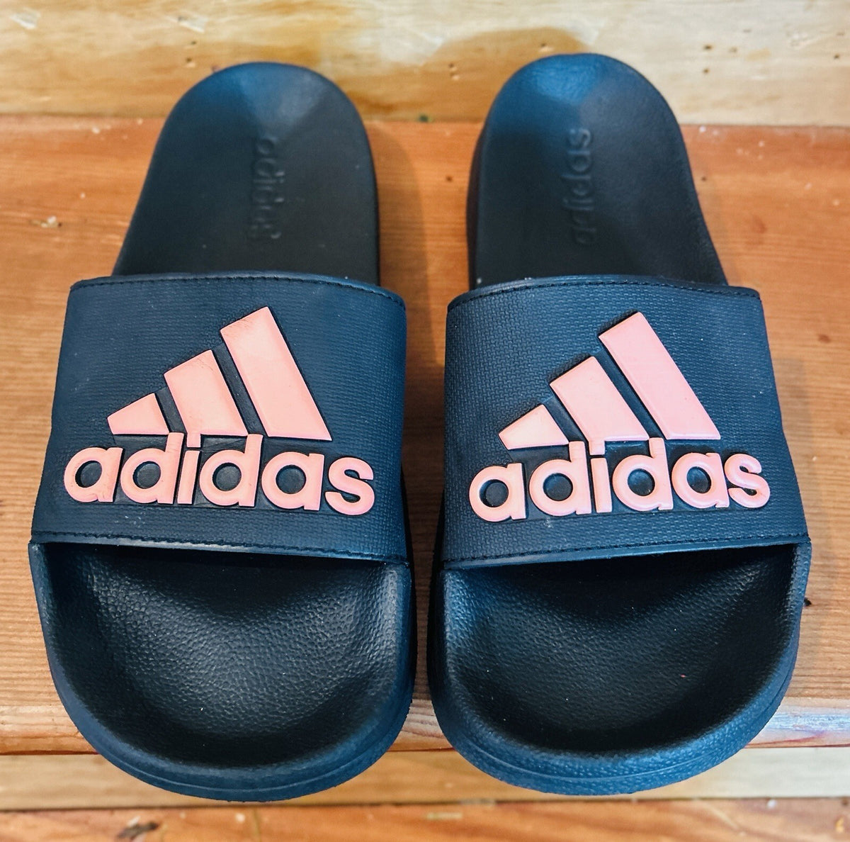 Adidas Adilette Comfort Slides Black Pink Cloudfoam Sandals Mens  Size 8