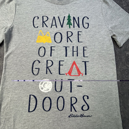 Eddie Bauer Kids M 10/12 Great Outdoors Graphic T-Shirt Gray Camping