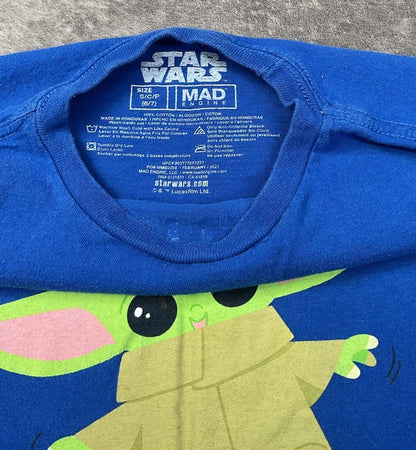 Star Wars Grogu Baby Yoda Tee Does Not Listen Follow Directions Blue Boys 6/7