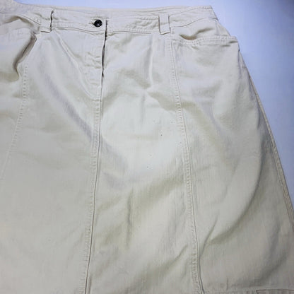 Talbots Woman Petites 18W Stretch Ivory A-Line Skirt Cotton Blend Knee Length