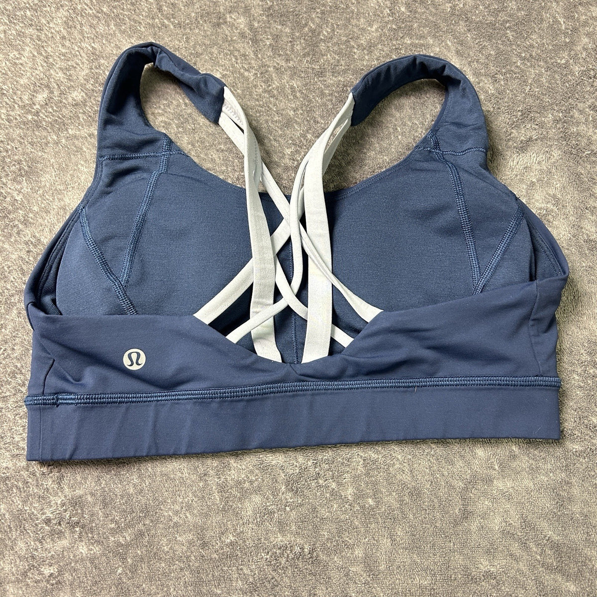 Lululemon Sports Bra Size 8 Navy Blue Strappy Back Two Tone