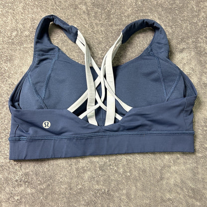 Lululemon Sports Bra Size 8 Navy Blue Strappy Back Two Tone