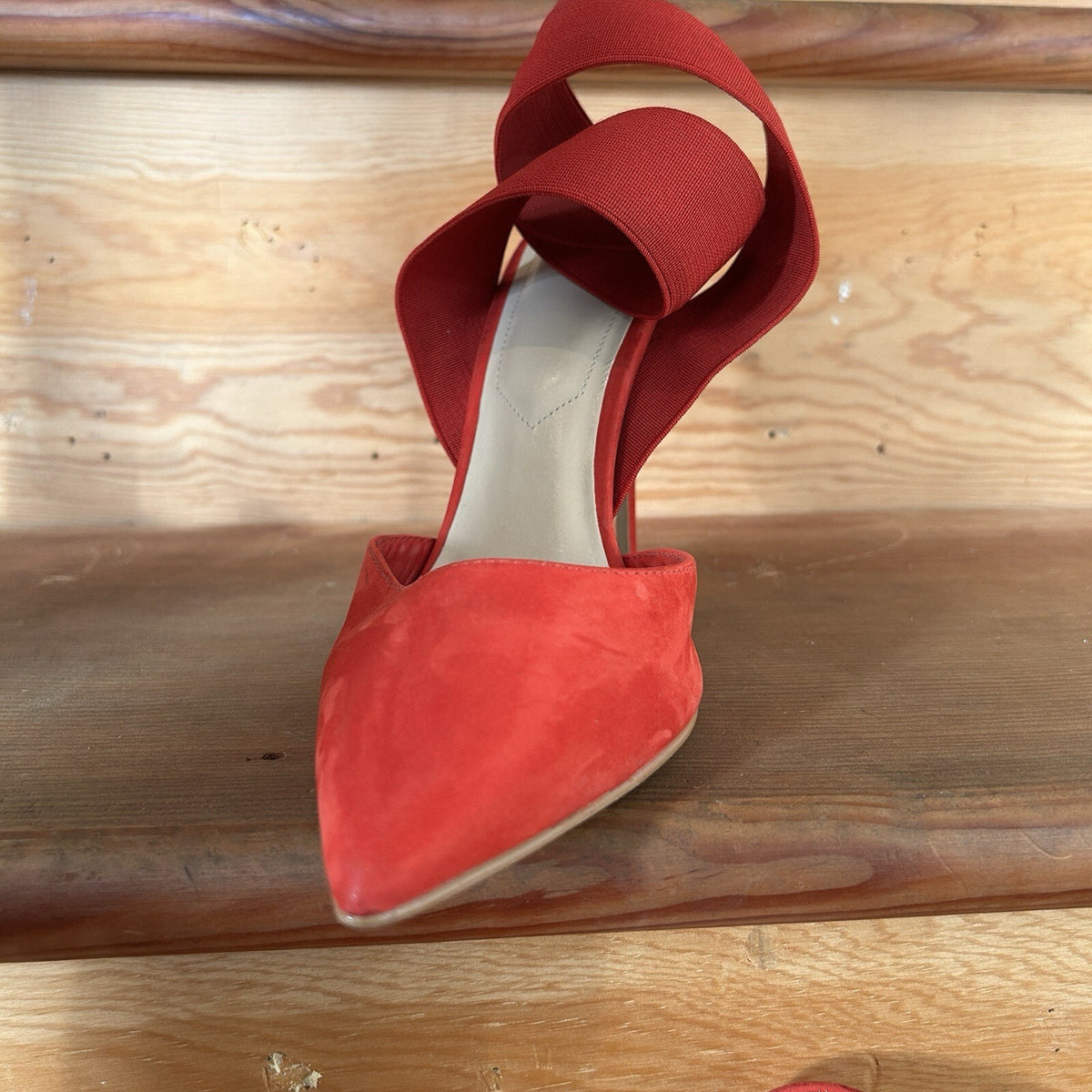 ALDO Red Suede Ybelilla Pointed w/Wrap-Around Elastic Strap