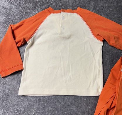 Gymboree Boys 3 Pc Outfit Set 12-24M Robot Shirt Pants Hat Orange Toddler