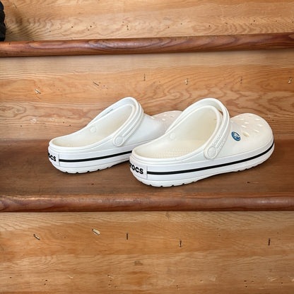 Crocs Classic Clog White Black Stripe Unisex Comfort Shoes Size M7 W9 Preowned