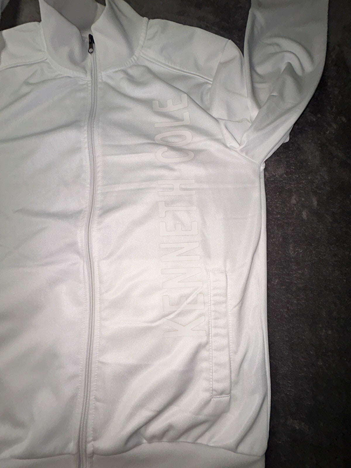 Kenneth Cole New York Mens Medium White Full Zip Athletic Jacket