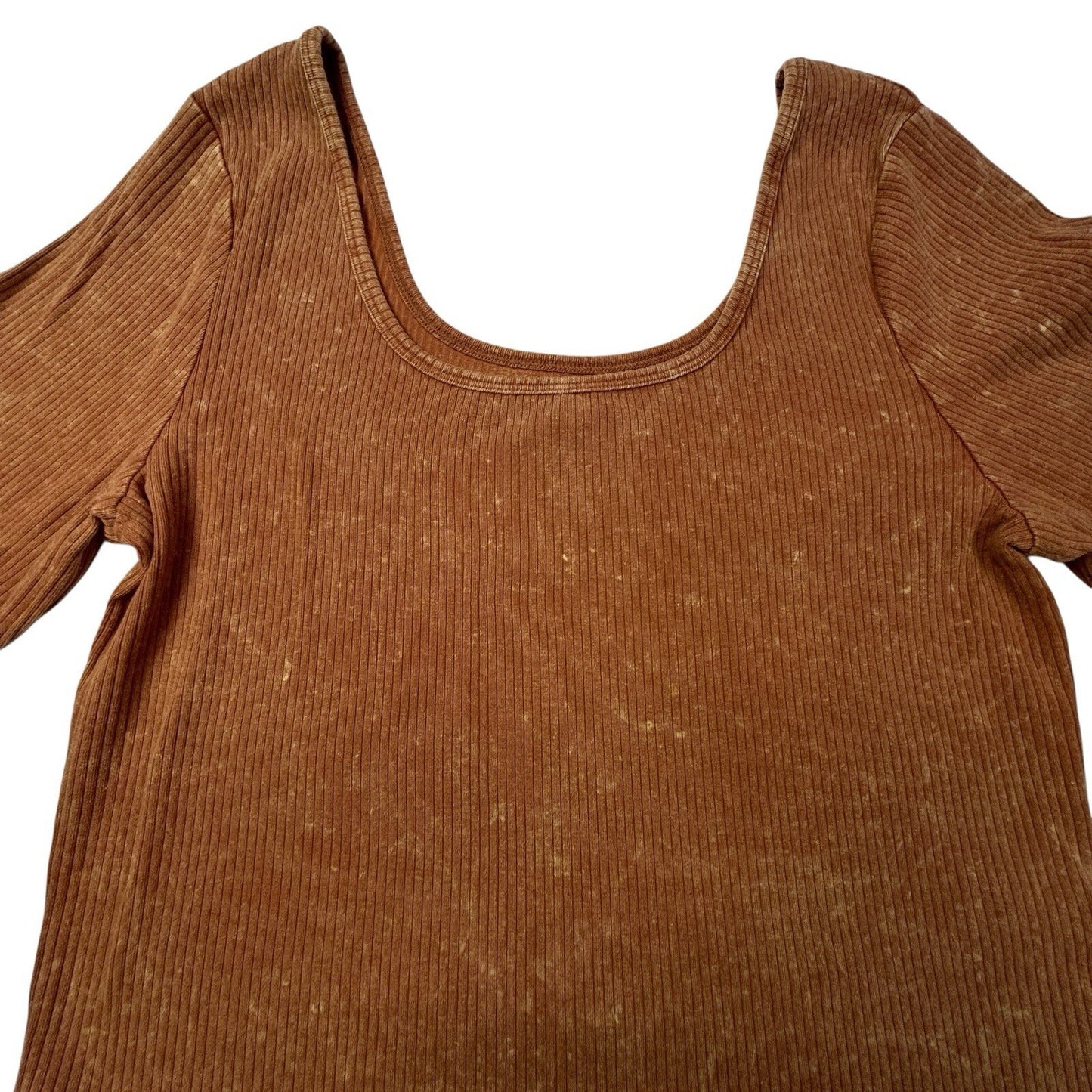 Wild Fable Women’s XXL Deep Orange Ribbed Crop Top Long Sleeve Stretch Casual