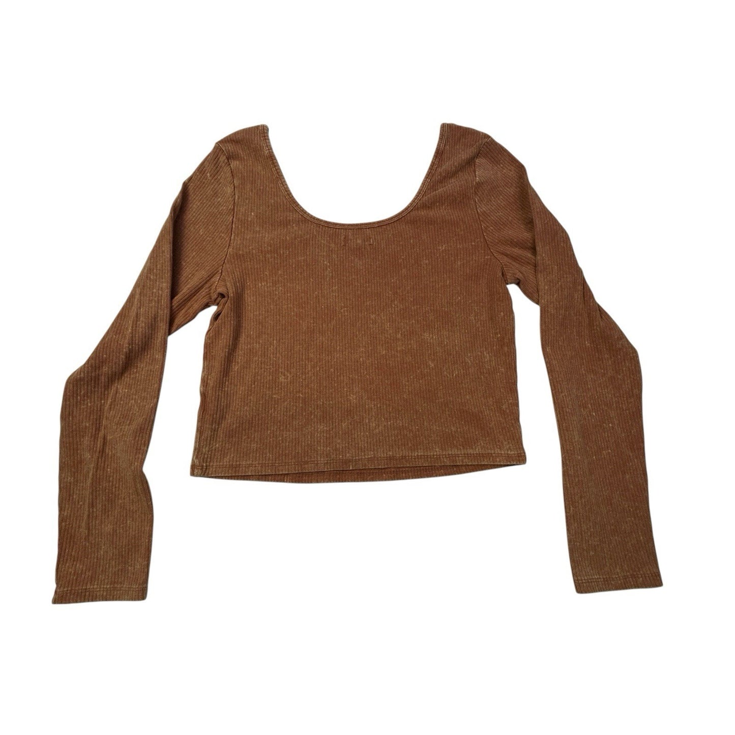 Wild Fable Women’s XXL Deep Orange Ribbed Crop Top Long Sleeve Stretch Casual