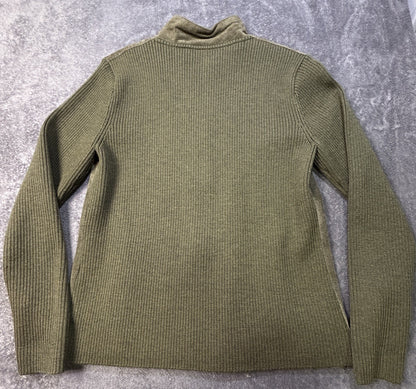 Pendleton Leather Merino Wool Zip Jacket Olive S
